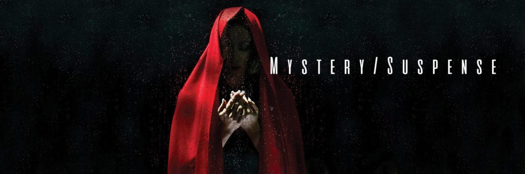 Woman in red hood, mystery and suspense.