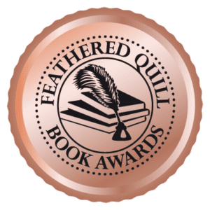 Bronze feathered quill book award seal.